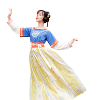时夏 唐制汉服 桃露 女士里衣半臂下裙 藤黄蓝 XS