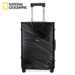 NATIONAL GEOGRAPHIC 国家地理 国家地理National Geographic拉杆箱铝镁合金铝框旅行箱男女密码托运箱万向轮行李箱 黑色28英寸