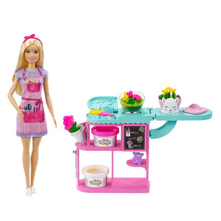 PLUS会员：Barbie 芭比 换装娃娃 GTN58 芭比娃娃鲜花商店