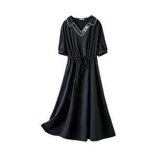 EPTISON 衣品天成 QEE联名系列 女士收腰连衣裙 AWQ113 黑色 XL