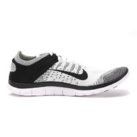 NIKE 耐克 Free 4.0 Flyknit 男子跑鞋 631053-100 白色/黑色/荧光黄 39