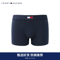 TOMMY HILFIGER 汤米·希尔费格 TOMMY HILFIGER男装简约纯色旗标平角针织内裤UM0UM00882 深蓝色416 M