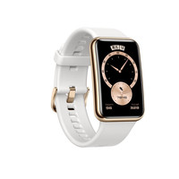 HUAWEI 华为 WATCH FIT 雅致款 智能手表 46mm 黑金 不锈钢 凝霜白橡胶表带 (GPS、血氧)