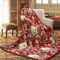 FUANNA 富安娜 毛毯 毯子 双人盖毯 双层云毯塞纳舞曲舒柔毯 红色 1.8