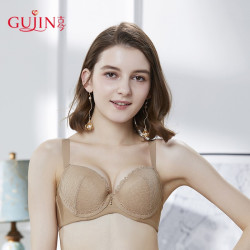 GUJIN 古今 内衣3/4蕾丝花边侧收副乳上托聚拢薄模杯文胸内衣女 0I8125 深肤 C85