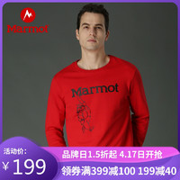 Marmot 土拨鼠 Marmot/土拨鼠户外2021新品男士透气圆领保暖长袖T恤休闲卫衣