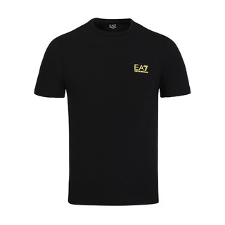阿玛尼男士EA7休闲短袖百搭时尚小字母logo潮流T恤衫 L 黑色