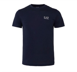 阿玛尼男士EA7休闲短袖百搭时尚小字母logo潮流T恤衫 S 黑色