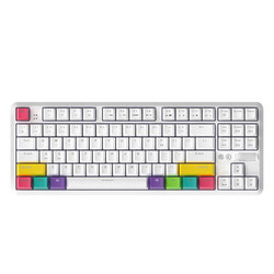 AJAZZ 黑爵 K870T蓝牙无线双模87键机械键盘RGB灯光手机平板笔记本游戏办公 白色红轴