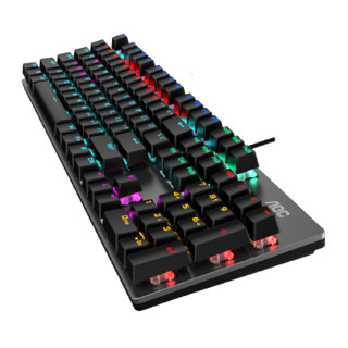 AOC 冠捷 GK410 104键 有线机械键盘 黑色 国产红轴 混光
