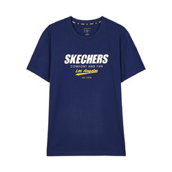 SKECHERS 斯凯奇 2021年夏季新款男上衣休闲短袖舒适T恤男
