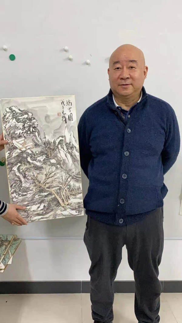 中国国家画院国画院副院长范扬精品山水卡纸3560纸本