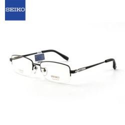 SEIKO 精工 SEIKO眼镜框男款半框钛材经典系列眼镜架近视配镜光学镜架HT01080 113 55mm 黑色