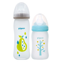 Pigeon 贝亲 婴儿自然实感玻璃硅橡胶护层彩绘奶瓶套装