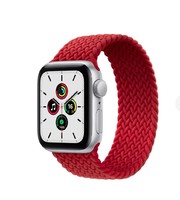 Apple Watch 银色铝金属表壳 编织单圈表带  红色 40毫米  4号