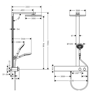 hansgrohe 汉斯格雅 飞雨系列 27364007 恒温淋浴花洒套装