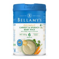 PLUS会员：BELLAMY'S 贝拉米 婴儿有机高铁米粉 国行版 2段 胡萝卜菠菜味 225g