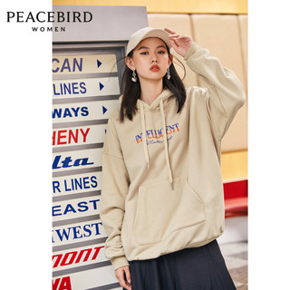 PEACEBIRD 太平鸟 太平鸟连帽卫衣女慵懒风2020新款加绒卫衣宽松休闲长袖字母上衣女