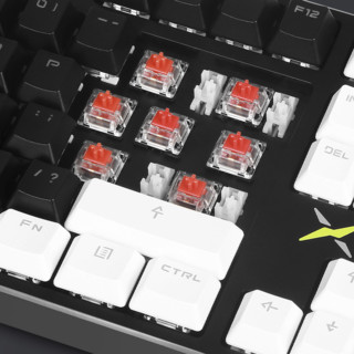 DeLUX 多彩 KM13 87键 2.4G双模机械键盘 外黑内白 国产红轴 混光