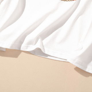 拉夏贝尔旗下Puella女款长袖T恤秋季长袖纯棉圆领印花打底衫 XL 白色