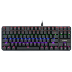 e元素 K-630 87键 有线机械键盘 黑色 国产青轴 RGB