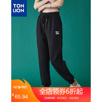 Tonlion 唐狮 唐狮2021春新款休闲裤女宽松运动裤裤子女 黑色 L
