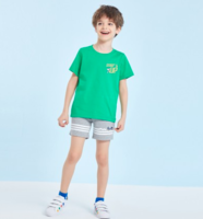 【儿童t恤】2021夏新款中大童纯棉t恤男女童小童短袖打底衫 120 绿色