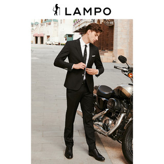 LAMPO/蓝豹全季新款商务超修身自然弹黑色结婚羊毛西服男西服上衣 46R 黑