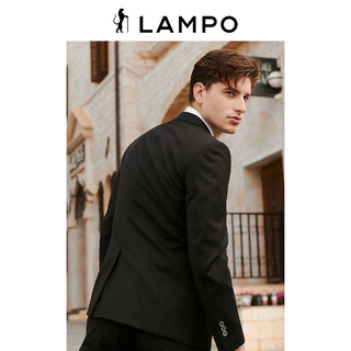 LAMPO/蓝豹全季新款商务超修身自然弹黑色结婚羊毛西服男西服上衣 46R 黑