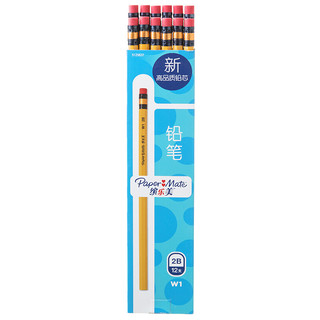 缤乐美（Paper Mate）学生铅笔W1 黄色2B六角笔杆12支盒装
