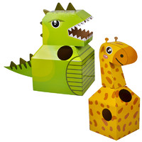 LI JIAN 儿童DIY手动纸箱恐龙玩具男孩女孩户外长颈鹿装可穿带纸板六一节 萌趣长颈鹿