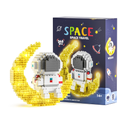 乐乐兄弟 太空宇航员灯光版积木 368颗粒