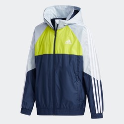 adidas 阿迪达斯 阿迪达斯外套男大童装2021春季新款连帽休闲拼接运动服夹克GP0775