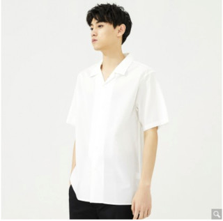 【2021夏季新款】衬衫男古巴领短袖衬衫男式衬衫 S 云朵白