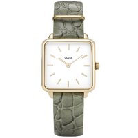 CLUSE La Tétragone天阙系列 28.5毫米石英腕表 CW0101207 白色/金色/绿色鳄鱼纹