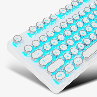 ROYAL KLUDGE 暗影 复古版 104键 有线机械键盘 白色 国产青轴 冰蓝光