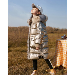 3QR 女童羽绒服中长款2020冬装新款韩版洋气儿童中大童装亮面加厚外套