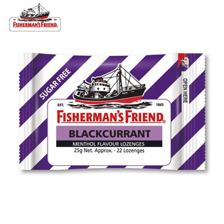 英国进口Fisherman's Friend渔夫之宝含片25g/袋 无蔗糖黑加仑味