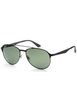 Ray-Ban 雷朋 RayBan 雷朋太阳镜男士偏光舒适大方墨镜0RB3606 186/9A哑光黑色底亮黑色镜框深绿色镜片 尺寸59