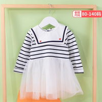 Bornbay 贝贝怡 女童条纹翻领连衣裙