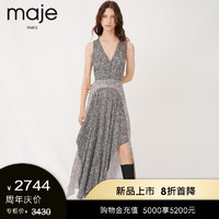 maje 2021经典款女装深V领无袖镂空不规则连衣裙MFPRO01469