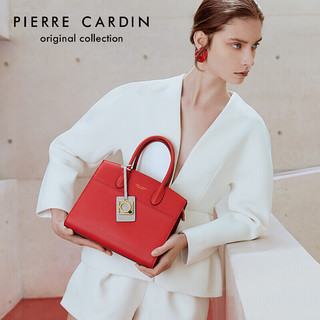 pierre cardin 皮尔·卡丹 皮尔卡丹(pierre cardin)女包红色结婚新娘手提包时尚牛皮单肩斜挎婚包 J0A239-010201C红色