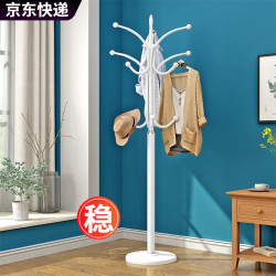 虹瑟 衣架落地衣帽架卧室挂衣架客厅衣架子挂包架挂衣服架立式铁艺大衣架 珍珠白