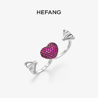 HEFANG Jewelry 何方珠宝 HEFANG何方珠宝甜心双指戒原创设计925纯银少女小众设计戒指环