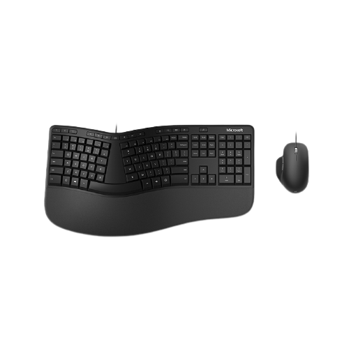Microsoft 微软 有线人体工学键盘+简约精准鼠标 黑色