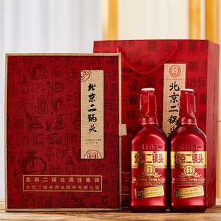 YONGFENG 永丰牌 北京二锅头 红方 小方瓶 42%vol 清香型白酒 500ml*2瓶 礼盒装