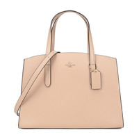 COACH 蔻驰 CHARLIE CARRYALL系列 女士抛光粒面皮革手提单肩包 25137 LIEQO 山毛榉棕 大号
