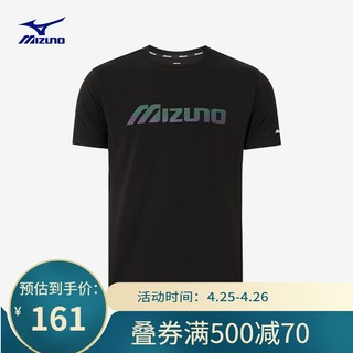 Mizuno 美津浓 Mizuno男女运动短袖T恤  K2CA1098 09/黑 XL