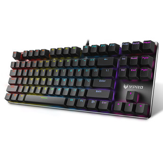 RAPOO 雷柏 V500RGB 合金版 87键 有线机械键盘 黑色 雷柏青轴 RGB