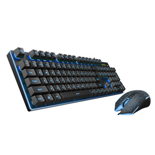RAPOO 雷柏 V100S 有线键鼠套装 黑色 蓝光